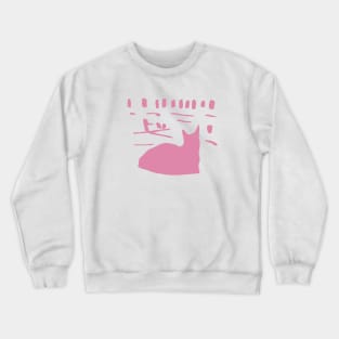 Gift for Cat Lovers  - Pink Cat Print Crewneck Sweatshirt